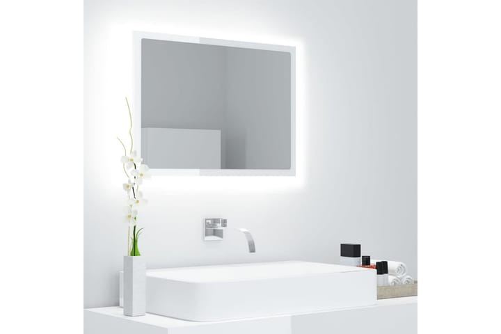 LED Baderomsspeil 60x8,5x37 cm sponplate høyglans hvit - Hvit - Innredning - Baderomsinnredning - Baderomsspeil