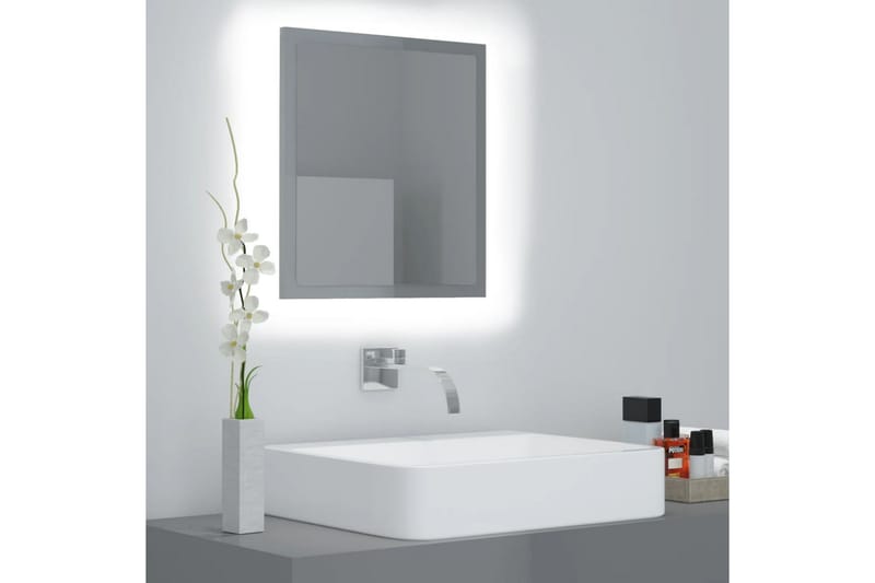 LED Baderomsspeil høyglans grå 40x8,5x37 cm sponplate - Grå - Innredning - Baderomsinnredning - Baderomsspeil
