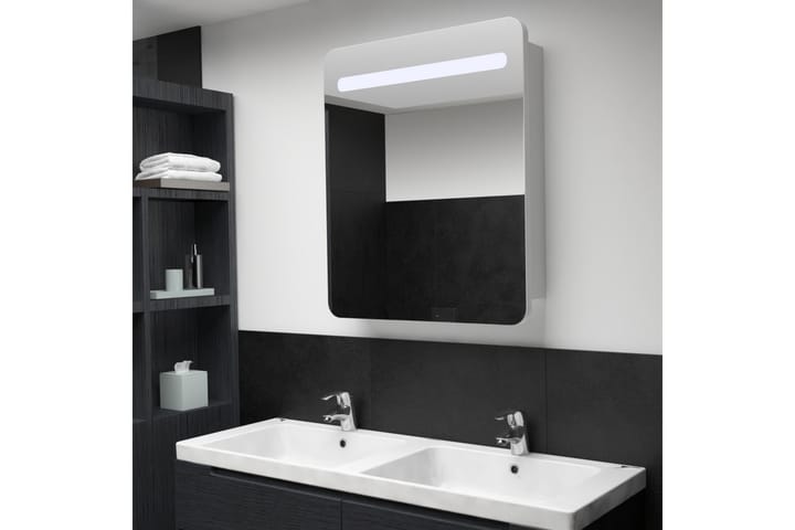LED-speilskap til bad 68x11x80 cm - Hvit - Innredning - Baderomsinnredning - Baderomsspeil