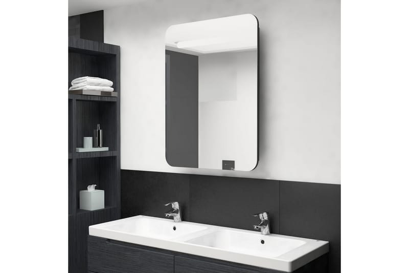 LED-speilskap til bad blank svart 60x11x80 cm - Svart - Innredning - Baderomsinnredning - Baderomsspeil