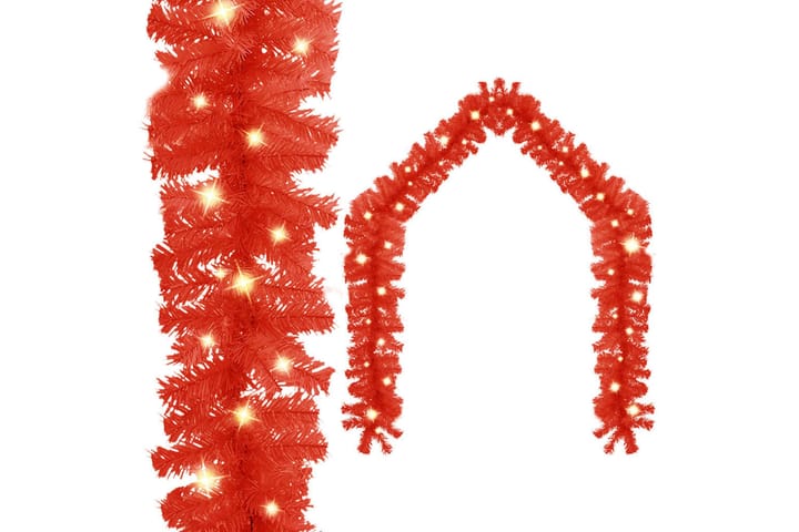Julekrans med LED-lys 10 m röd - Röd - Interiør - Dekorasjon & innredningsdetaljer - Festdekorasjon - Girlander