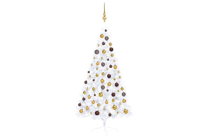 Kunstig juletre halvt med lysdioder og kuler 150 cm hvit - Innredning - Dekorasjon & innredningsdetaljer - Julepynt & juledekorasjon - Plastjuletre