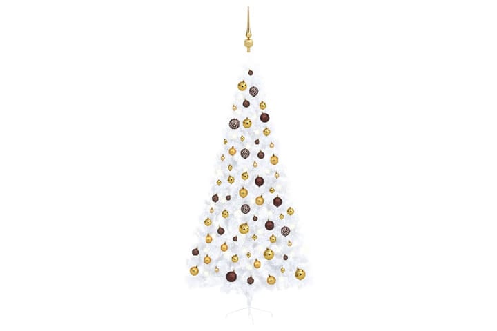 Kunstig juletre halvt med lysdioder og kuler 210 cm hvit - Innredning - Dekorasjon & innredningsdetaljer - Julepynt & juledekorasjon - Plastjuletre