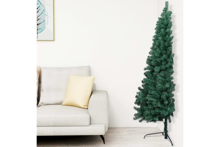 Kunstig juletre halvt med stativ grønn 185 cm PVC - Innredning - Dekorasjon & innredningsdetaljer - Julepynt & juledekorasjon - Plastjuletre