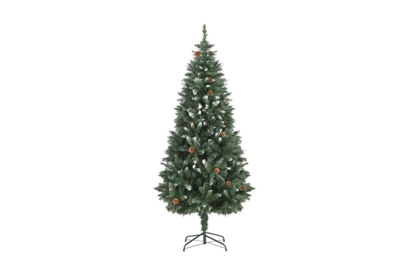 Kunstig juletre med furukongler og hvitt glitter 180 cm