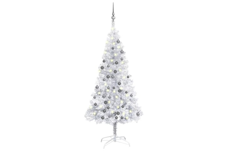 Kunstig juletre med LED og kulesett 120 cm PET sølv - Interiør - Dekorasjon & innredningsdetaljer - Julepynt & juledekorasjon - Plastjuletre