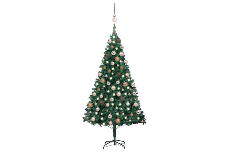 Kunstig juletre med LED og kulesett 180 cm PVC grønn - Interiør - Dekorasjon & innredningsdetaljer - Julepynt & juledekorasjon - Plastjuletre
