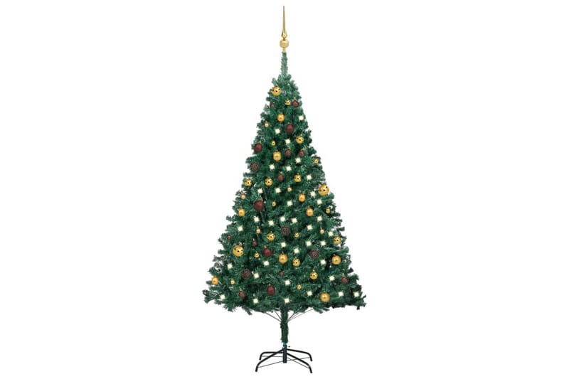 Kunstig juletre med LED og kulesett 180 cm PVC grønn - Innredning - Dekorasjon & innredningsdetaljer - Julepynt & juledekorasjon - Plastjuletre