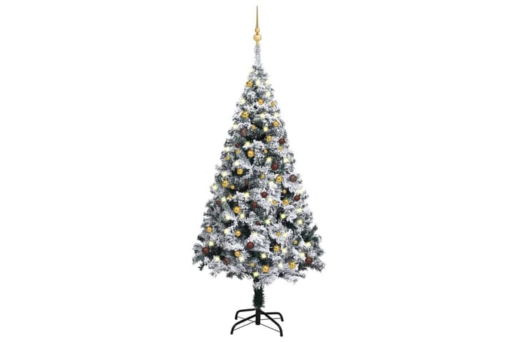 Kunstig juletre med LED og kulesett 180 cm PVC grønn - Innredning - Dekorasjon & innredningsdetaljer - Julepynt & juledekorasjon - Plastjuletre