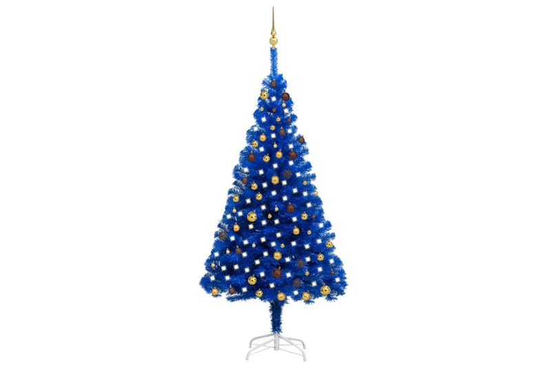 Kunstig juletre med LED og kulesett i blå 210 cm PVC - Interiør - Dekorasjon & innredningsdetaljer - Julepynt & juledekorasjon - Plastjuletre