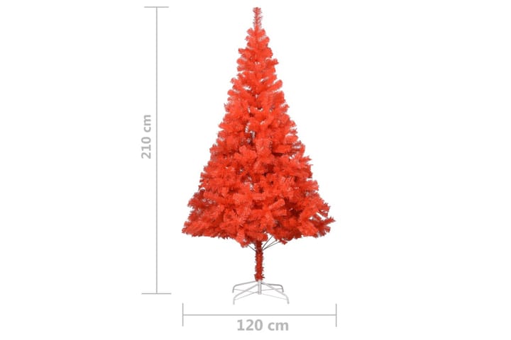 Kunstig juletre med LED og stativ 210 cm PVC rød - Innredning - Dekorasjon & innredningsdetaljer - Julepynt & juledekorasjon - Plastjuletre