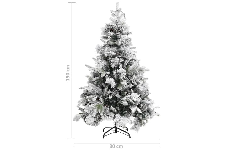 Kunstig LED-juletre med flokket snø og kongler 150 cm PVC og - Interiør - Dekorasjon & innredningsdetaljer - Julepynt & juledekorasjon - Plastjuletre