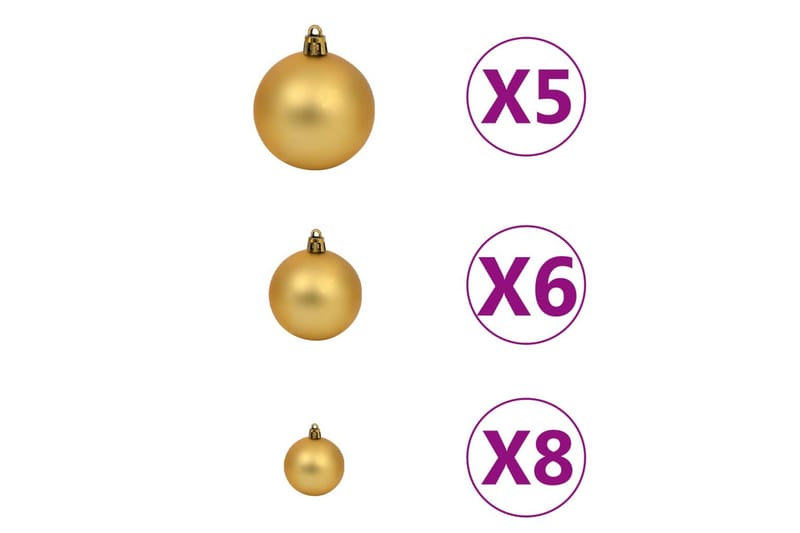 Slankt juletre med LED og kulesett gull 210 cm - Interiør - Dekorasjon & innredningsdetaljer - Julepynt & juledekorasjon - Plastjuletre
