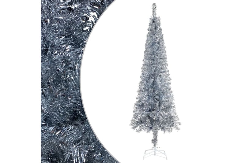 Slankt juletre med LED og kulesett sølv 180 cm - Innredning - Dekorasjon & innredningsdetaljer - Julepynt & juledekorasjon - Plastjuletre