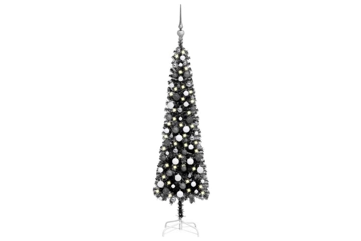 Slankt juletre med LED og kulesett svart 150 cm - Interiør - Dekorasjon & innredningsdetaljer - Julepynt & juledekorasjon - Plastjuletre