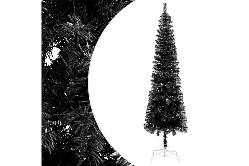 Slankt juletre med LED og kulesett svart 240 cm - Interiør - Dekorasjon & innredningsdetaljer - Julepynt & juledekorasjon - Plastjuletre