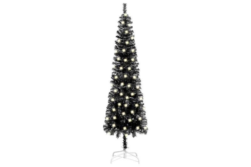Slankt juletre med LED svart 150 cm - Interiør - Dekorasjon & innredningsdetaljer - Julepynt & juledekorasjon - Plastjuletre
