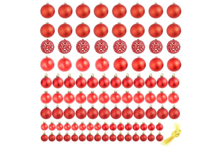 Julekulesett 6 cm 100 stk rød - Interiør - Dekorasjon & innredningsdetaljer - Julepynt & juledekorasjon - Juletrepynt