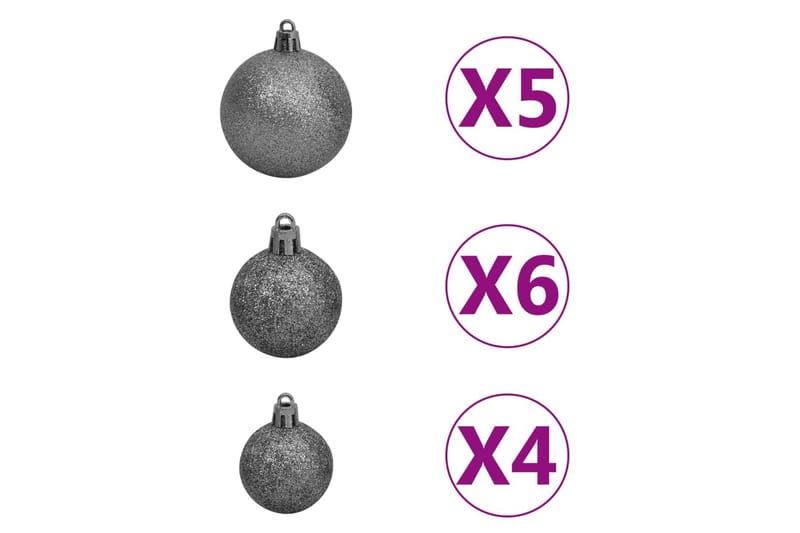 Julekulesett 61 deler med topp og 150 LED hvit og grå - Grå - Innredning - Dekorasjon & innredningsdetaljer - Julepynt & juledekorasjon