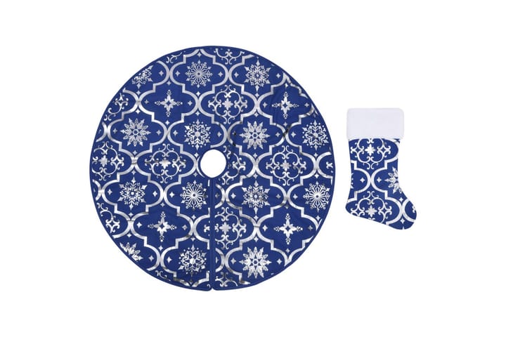 Luksus juletreskjørt med sokk blå 150 cm stoff - Blå - Innredning - Dekorasjon & innredningsdetaljer - Julepynt & juledekorasjon