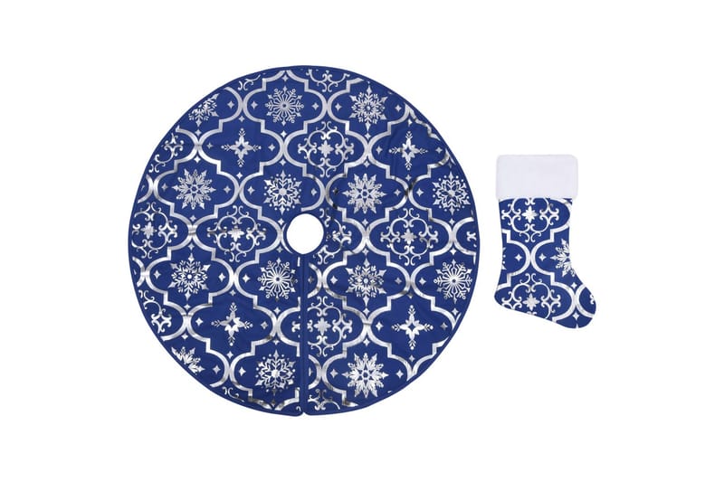 Luksus juletreskjørt med sokk blå 90 cm stoff - Blå - Innredning - Dekorasjon & innredningsdetaljer - Julepynt & juledekorasjon