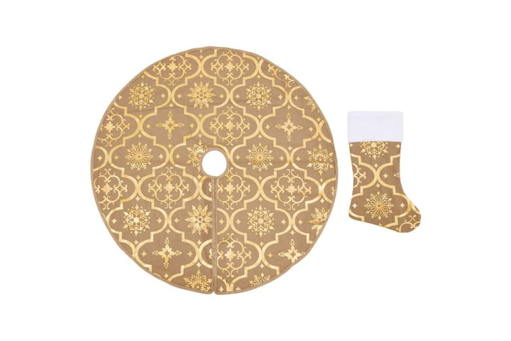 Luksus juletreskjørt med sokk gul 150 cm stoff - Gul - Innredning - Dekorasjon & innredningsdetaljer - Julepynt & juledekorasjon