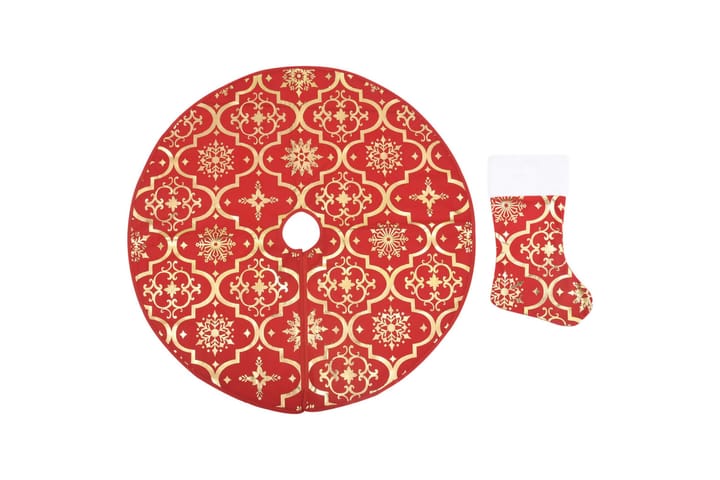 Luksus juletreskjørt med sokk rød 122 cm stoff - Rød - Interiør - Dekorasjon & innredningsdetaljer