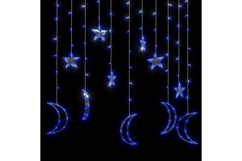Lysslynge stjerne og måne med fjernkontroll 138 LED blå - Blå - Innredning - Dekorasjon & innredningsdetaljer - Julepynt & juledekorasjon