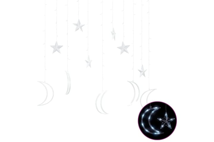 Lysslynge stjerne og måne med fjernkontroll 138 LED kaldhvit - Hvit - Interiør - Dekorasjon & innredningsdetaljer - Julepynt & juledekorasjon