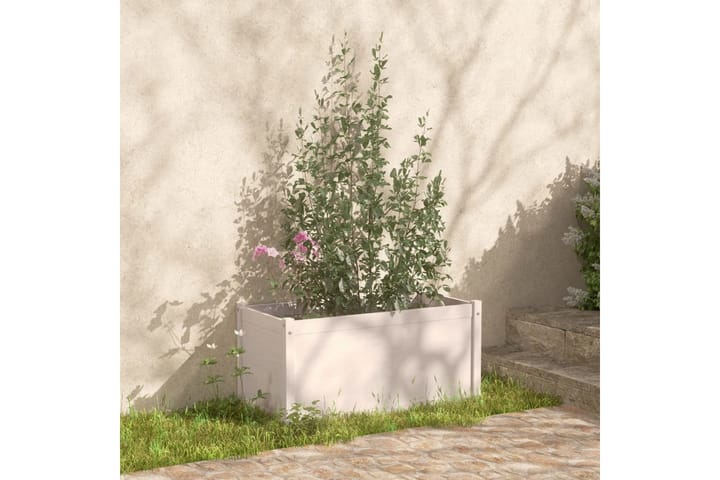 Plantekasse hvit 100x50x50 cm heltre furu - Hvit - Hagemøbler & utemiljø - Balkong & terrasse - Balkongdyrking - Blomsterkasser
