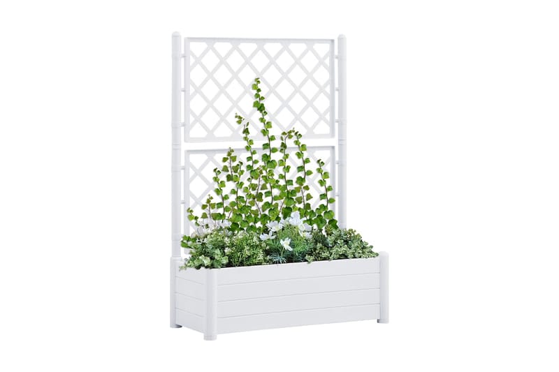 Plantekasse med espalier 100x43x142 cm PP hvit - Hvit - Hagemøbler & utemiljø - Balkong & terrasse - Balkongdyrking - Blomsterkasser
