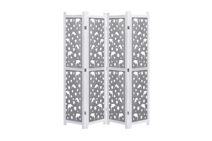 Romdeler 4 paneler grå 140x165 cm heltre - Grå - Innredning - Dekorasjon & innredningsdetaljer - Romdelere
