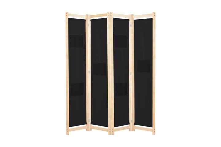 Romdeler 4 paneler svart 160x170x4 cm stoff - Svart - Interiør - Dekorasjon & innredningsdetaljer - Romdelere