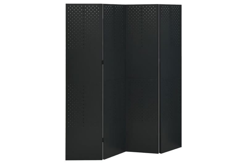 Romdeler 4 paneler svart 160x180 cm stål - Svart - Interiør - Dekorasjon & innredningsdetaljer - Romdelere - Bretteskjerm