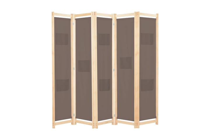 Romdeler 5 paneler brun 200x170x4 cm stoff - Brun - Innredning - Dekorasjon & innredningsdetaljer - Romdelere