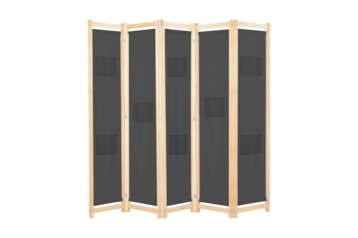 Romdeler 5 paneler grå 200x170x4 cm stoff - Grå - Innredning - Dekorasjon & innredningsdetaljer - Romdelere