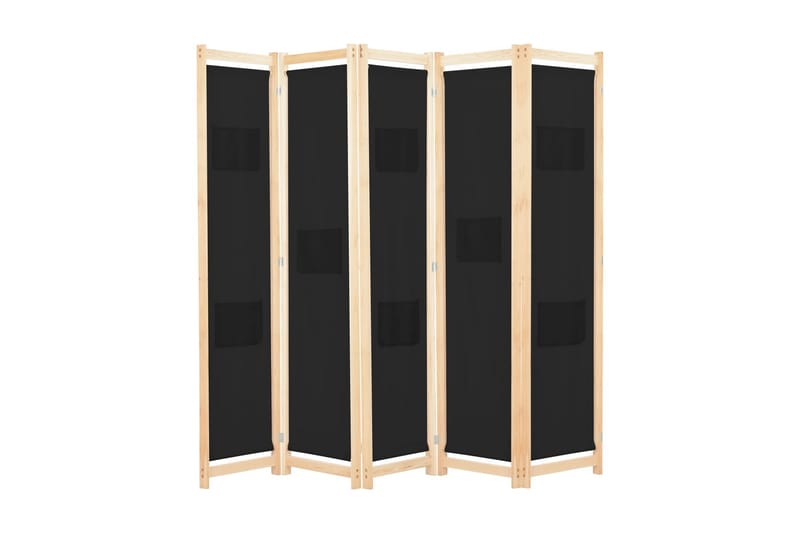 Romdeler 5 paneler svart 200x170x4 cm stoff - Svart - Innredning - Dekorasjon & innredningsdetaljer - Romdelere