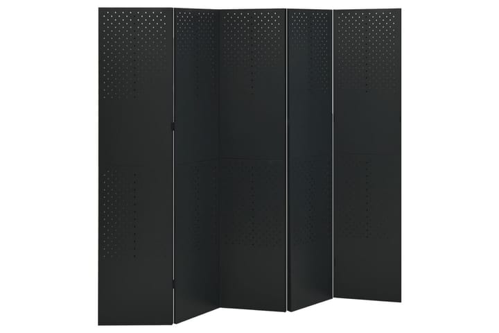 Romdeler 5 paneler svart 200x180 cm stål - Svart - Innredning - Dekorasjon & innredningsdetaljer - Romdelere