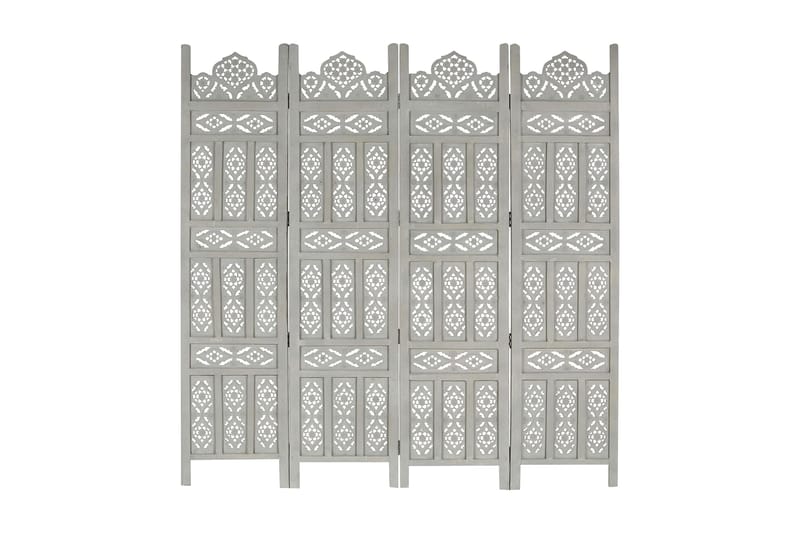 Romdeler håndskåret 4 paneler grå 160x165 cm heltre mango - Interiør - Dekorasjon & innredningsdetaljer - Romdelere - Skjermvegg