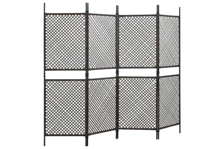 Romdeler med 4 paneler polyrotting 240x200 cm brun - Brun - Interiør - Dekorasjon & innredningsdetaljer - Romdelere - Skjermvegg
