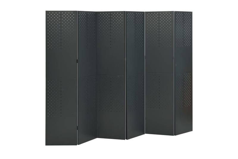 Romdeler med 6 paneler antrasitt 240x180 cm stål - Antrasittgrå - Innredning - Dekorasjon & innredningsdetaljer - Romdelere