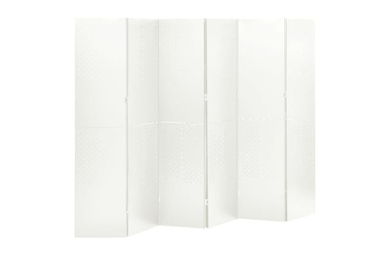 Romdeler med 6 paneler hvit 240x180 cm stål - Hvit - Interiør - Dekorasjon & innredningsdetaljer - Romdelere - Bretteskjerm