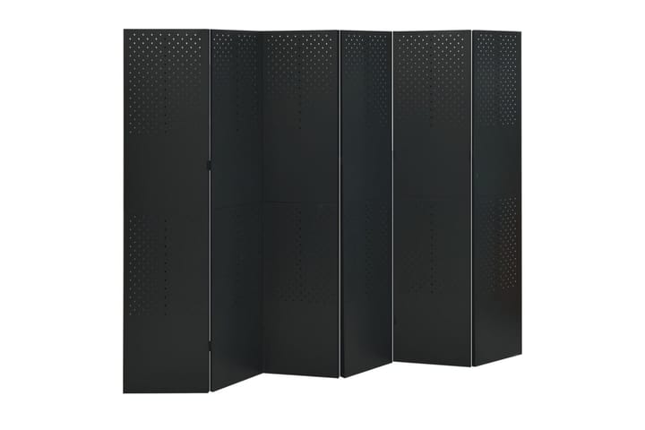 Romdeler med 6 paneler svart 240x180 cm stål - Svart - Interiør - Dekorasjon & innredningsdetaljer - Romdelere - Bretteskjerm