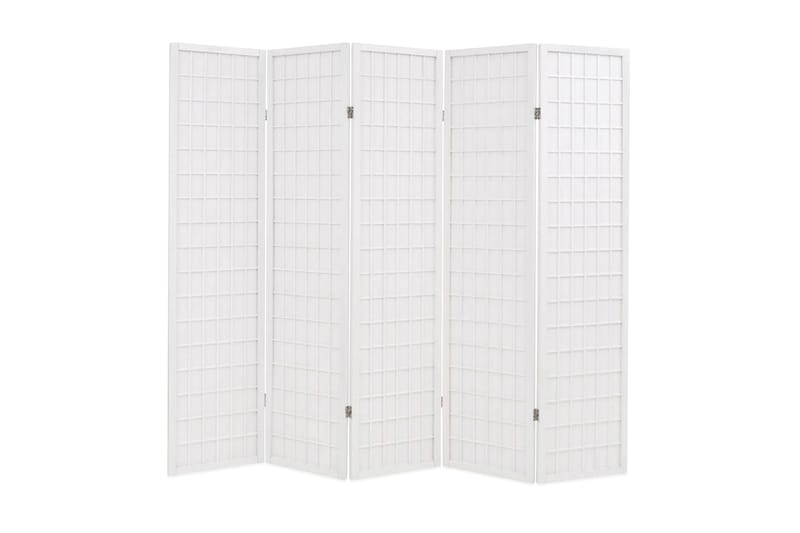 Sammenleggbar romdeler 5 paneler japansk stil 200x170cm hvit - Hvit - Interiør - Dekorasjon & innredningsdetaljer - Romdelere