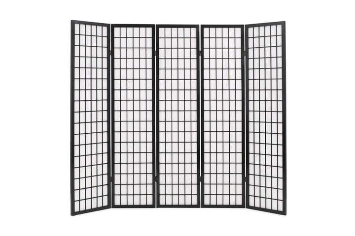 Sammenleggbar romdeler 5 paneler japansk stil 200x170cm - Svart - Interiør - Dekorasjon & innredningsdetaljer - Romdelere