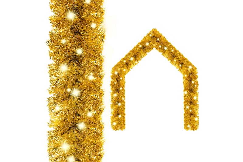 Julekrans med LED-lys 5 m gull