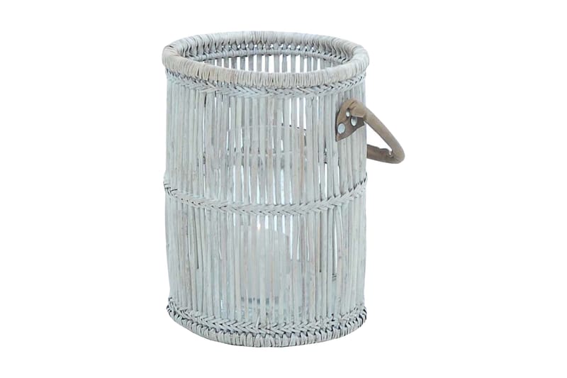 Lanterne Lorna med Lærhåndtak - Hvitkalket|Glass - Interiør - Lys & dufter - Lysestaker og lykter