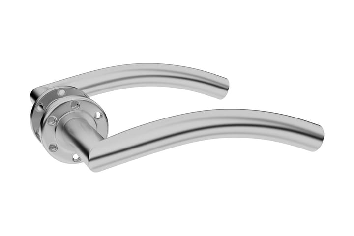 Dørsett med buet håndtak og PZ-profilsylinder rustfritt stål - Silver - Innredning - Håndtak & beslag - Håndtak