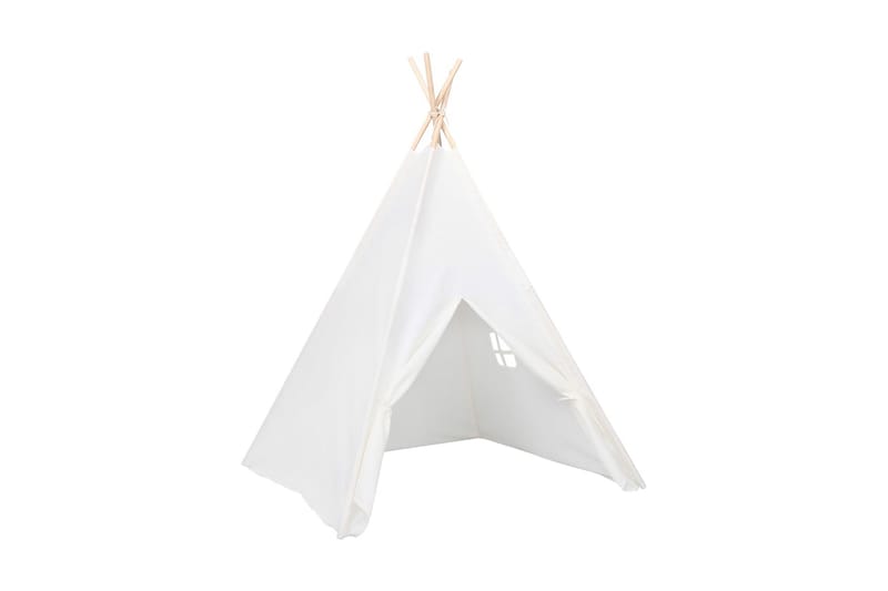 Tipi-telt for barn med pose ferskenhud hvit 120x120x150 cm - Hvit - Interiør - Innredning til barnerom - Leketelt & tipitelt barnerom