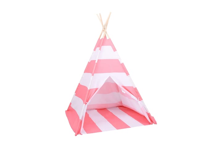 Tipi-telt for barn med pose ferskenhud striper 120x120x150cm - Rosa - Innredning - Innredning til barnerom - Leketelt & tipitelt barnerom